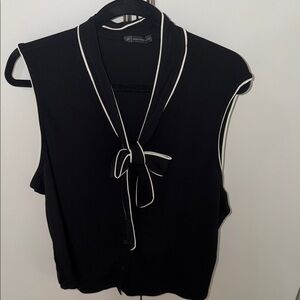 Adrianna Papell Black Blouse with White Accents